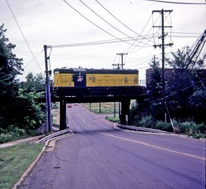 The overpass in Cornell in the 1980's. The old railroad tracks were taken out and now it is part of the Old Abe Bike Trail.