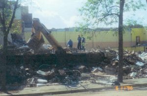 Elementary School being torn down in the 1996 to prepare for the new school.
